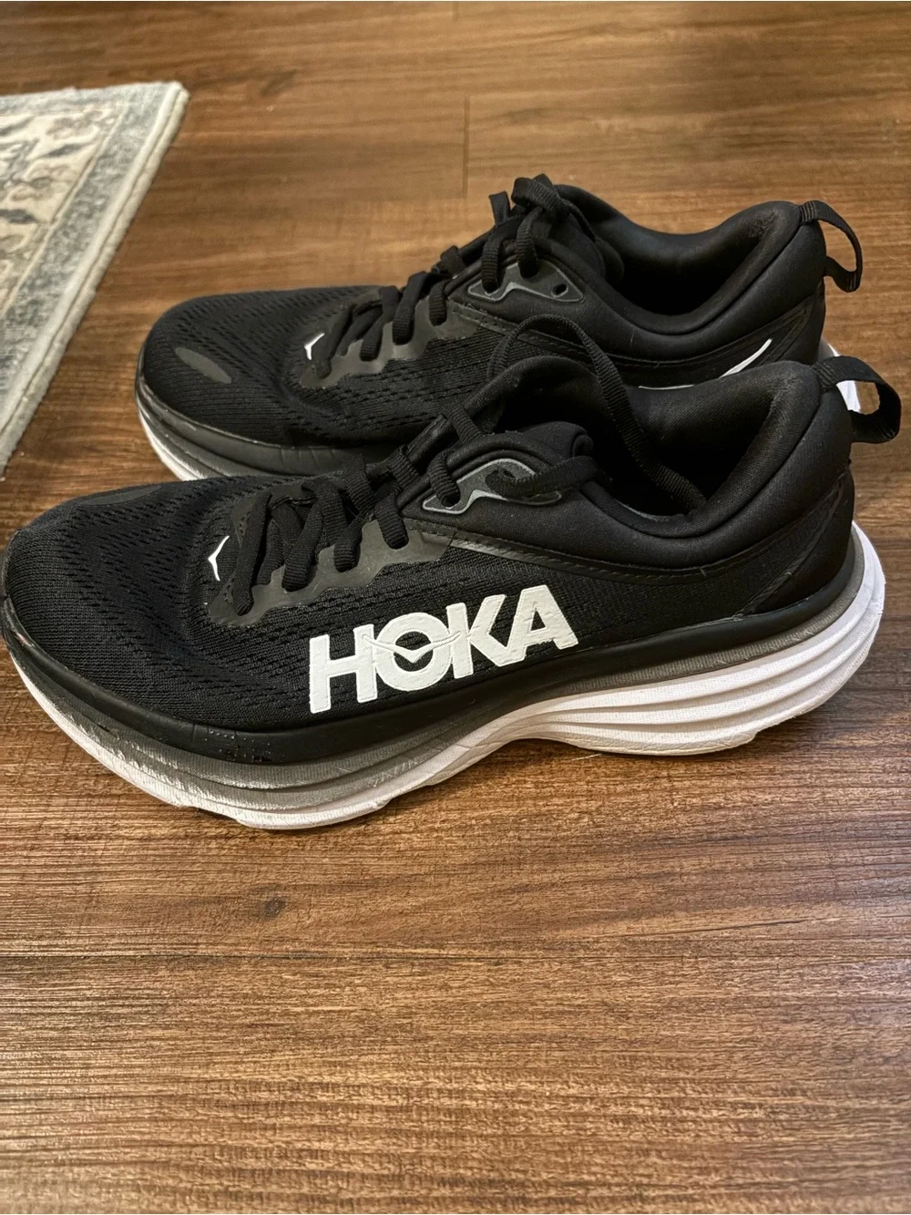 Hoka bondi 8 size 7.5 Black and White Running Sneakers